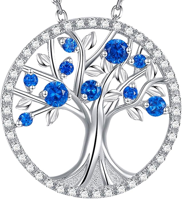 Tree of Life Sapphire Necklace | White Gold