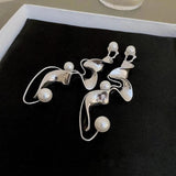 Annalise Abstract Vintage-Style Pearl-Look Earrings | Silver-Tone