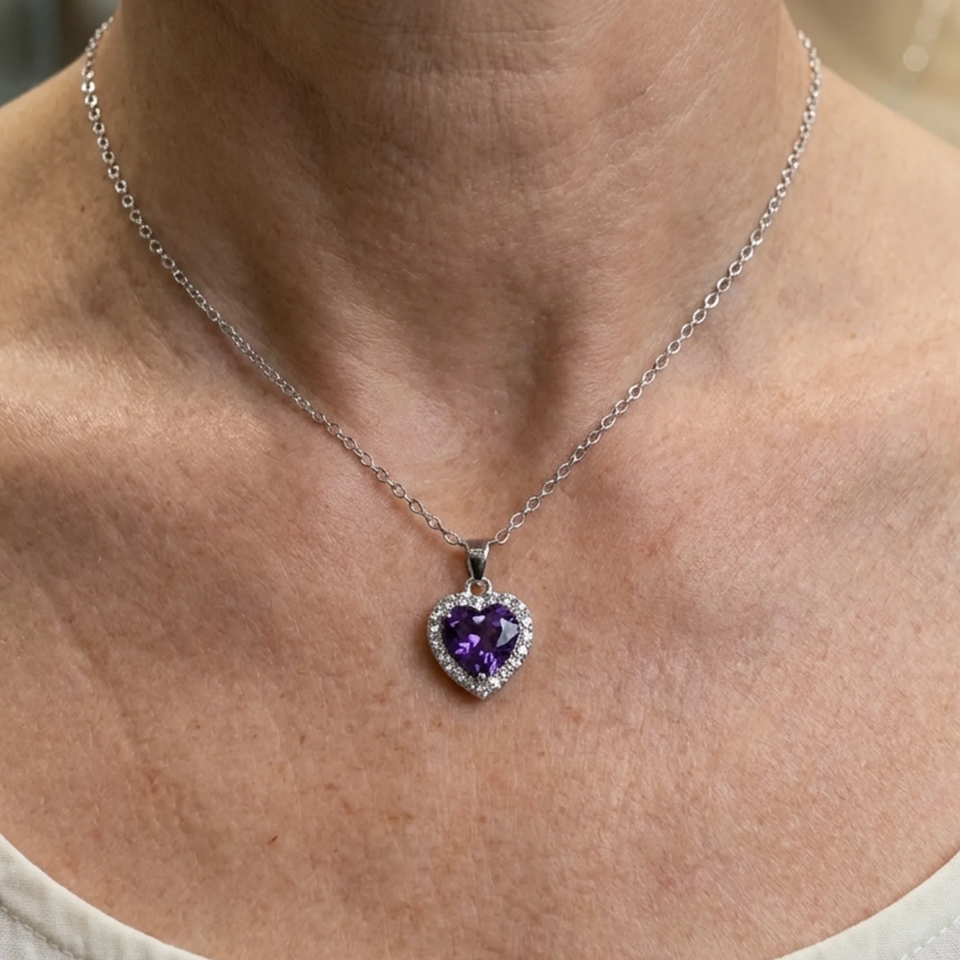 Agnes Purple Heart Necklace | Silver-Tone — image 2