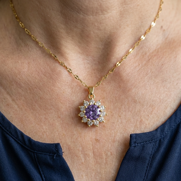 Lilian Purple Sunflower Necklace | Gold-Tone — image 2