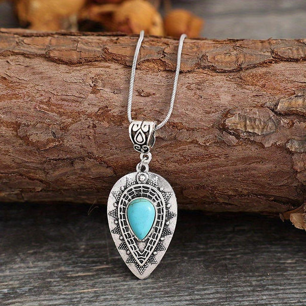Georgina Turquoise-Color Teardrop Necklace | Silver-Tone — image 3
