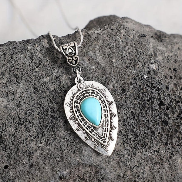 Georgina Turquoise-Color Teardrop Necklace | Silver-Tone — image 4