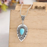 Georgina Turquoise-Color Teardrop Necklace | Silver-Tone