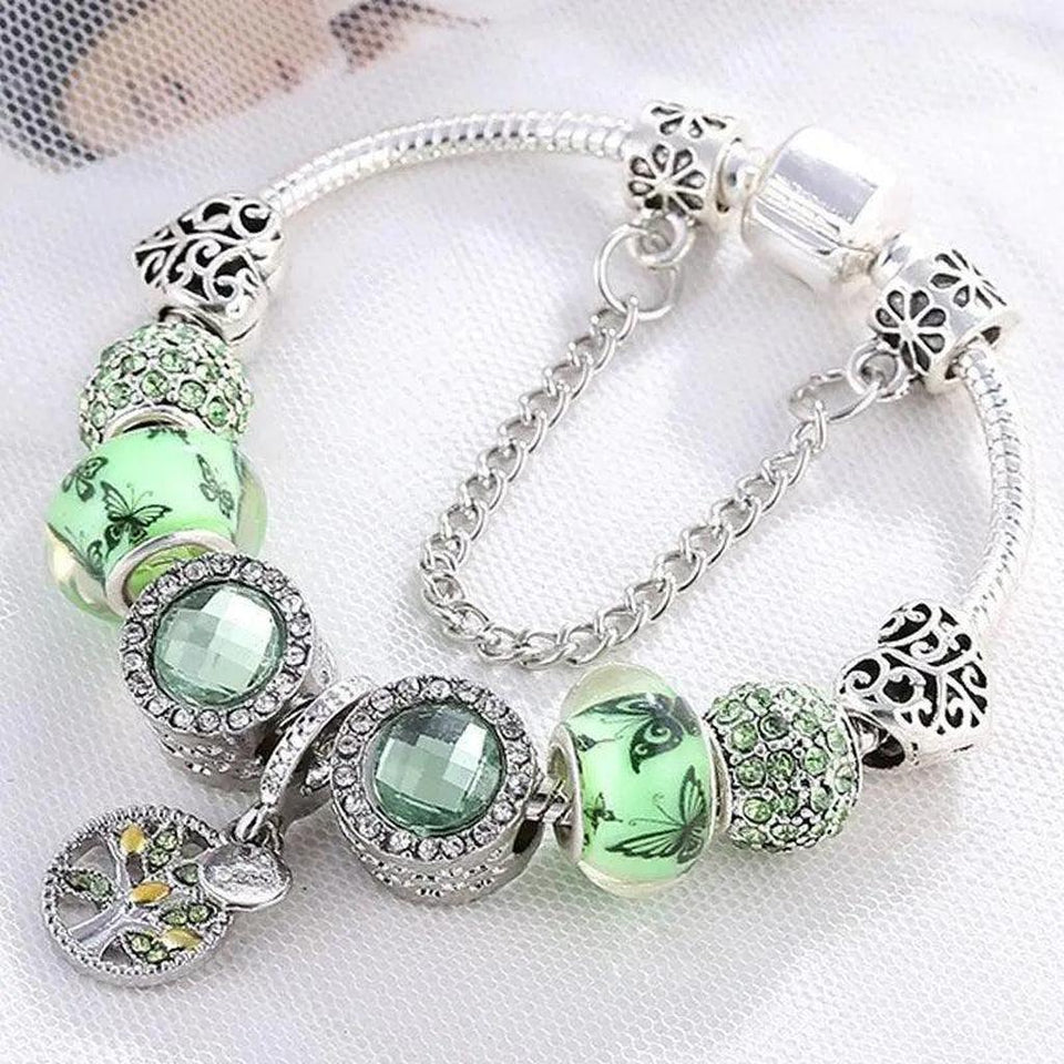 Elaine Green Accent Bracelet | Silver-Tone