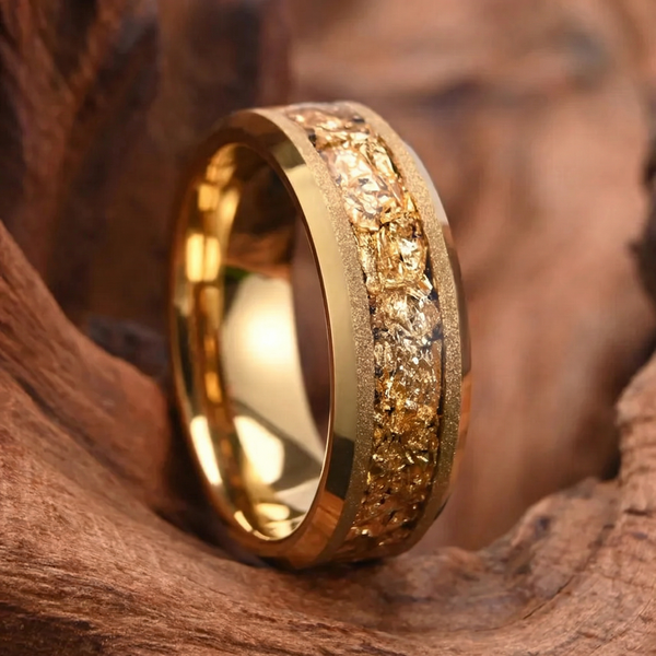 Owen Textured Inlay Band Ring | Gold-Tone — image 11