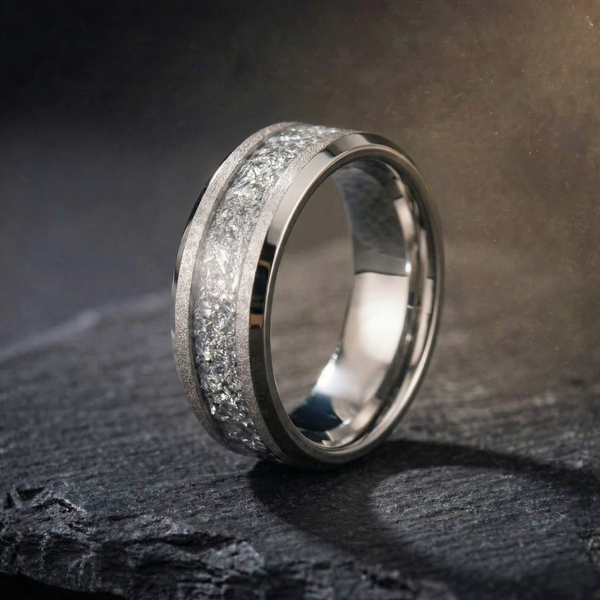 Roger Sandblasted Inlay Ring | Silver-Tone - image 2