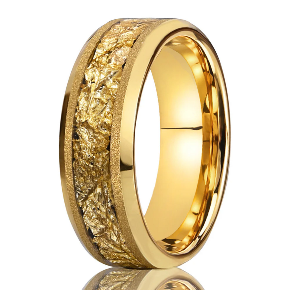 Owen Textured Inlay Band Ring | Gold-Tone