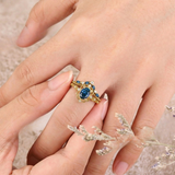 Claire Blue Crown Ring Set | Gold-Tone — image 2