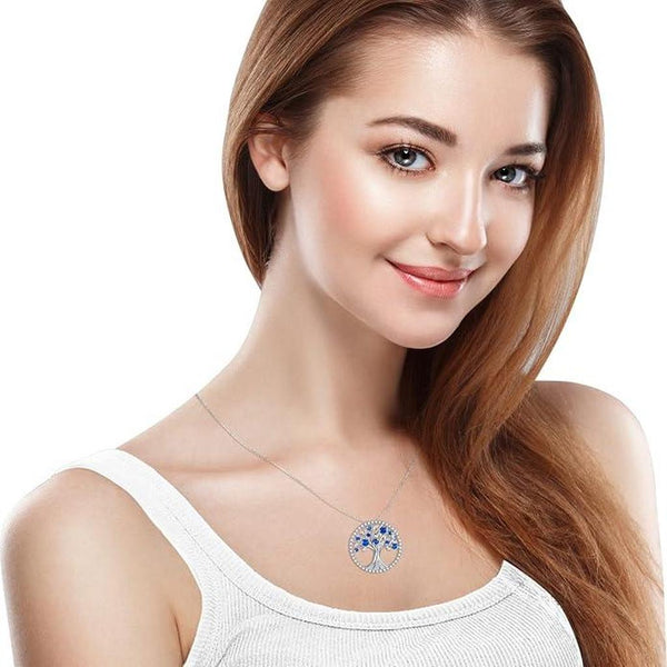 Delia Blue Tree of Life Necklace | Silver-Tone — image 2