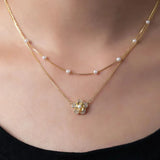 Blanche Double Pearl-Look Flower Necklace - image 2