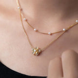 Blanche Double Pearl-Look Flower Necklace - image 1