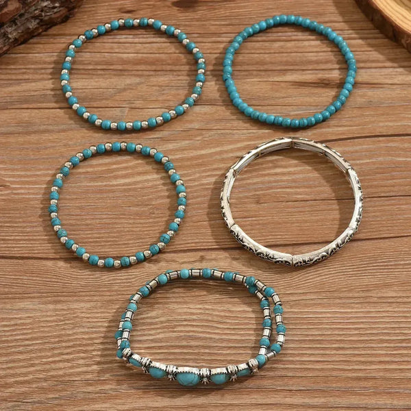Jocelyn Boho Turquoise-Color Bead Bracelet Set - image 5