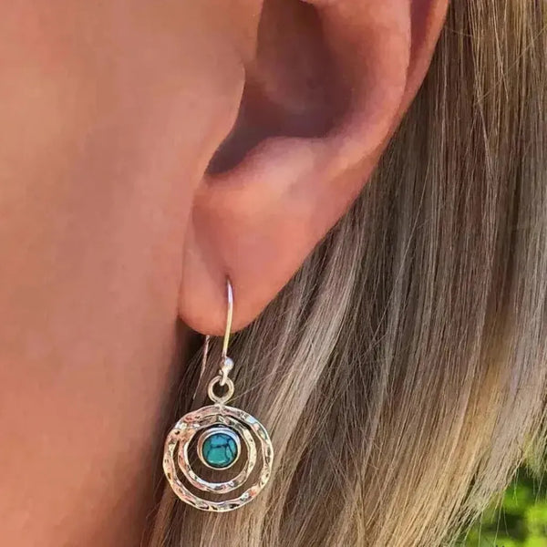 Emilia Boho Turquoise-Color Earrings | Two-Tone