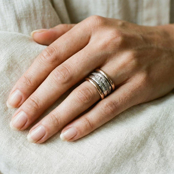 Josephine Wide Multi-Row Vintage-Style Ring | Gold-Tone — image 2