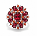 Nell Scarlet Blossom Ring | Silver-Tone — image 2