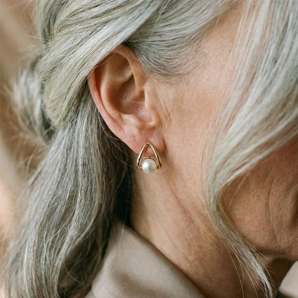 Ottilie Triangular Pearl-Look Earrings - image 2