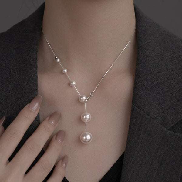 Stella Pearl-Look Drop Necklace - image 2