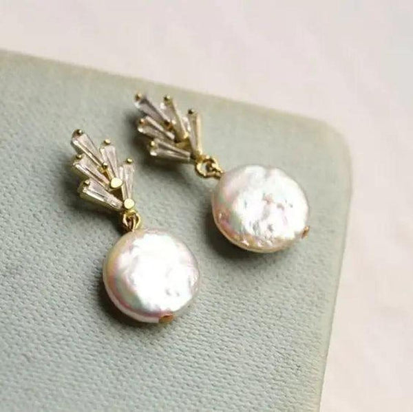 Susannah Leaf and Baroque Pearl-Look Drop Earrings | Gold-Tone