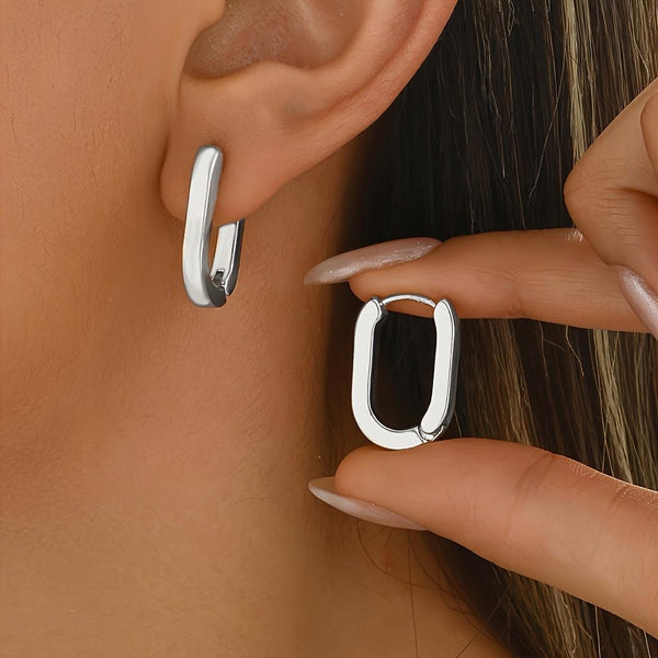 Daria Geometric Earrings — Silver-Tone — image 2
