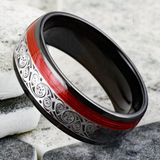 Dominic Red Inlay Band Ring | Black - image 11