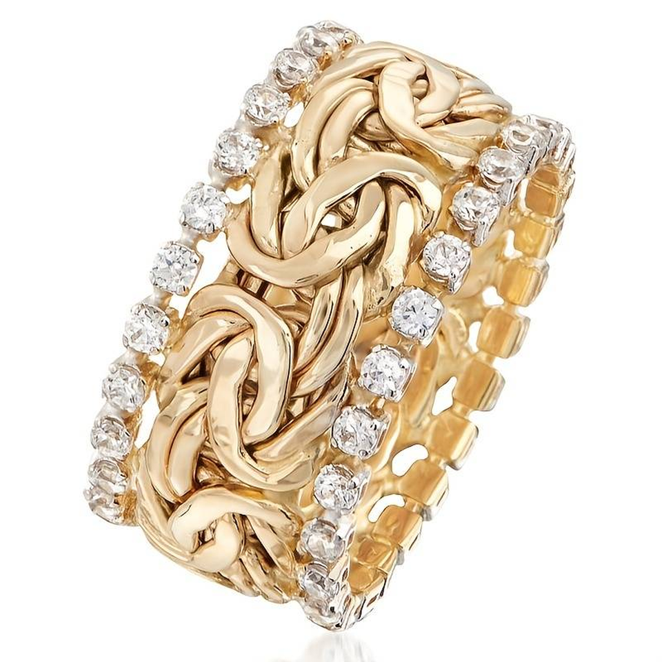 Samantha Braided Retro Sparkle Ring | Gold-Tone