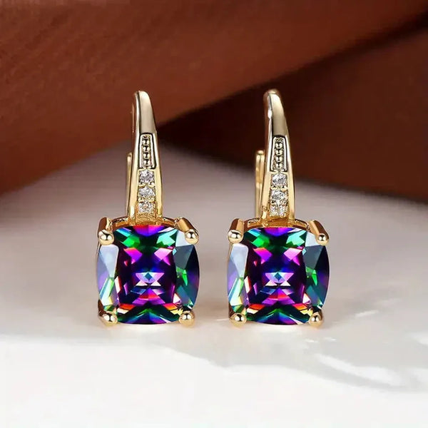 Caroline Stone Hoop Earrings | Gold-Tone — image 2