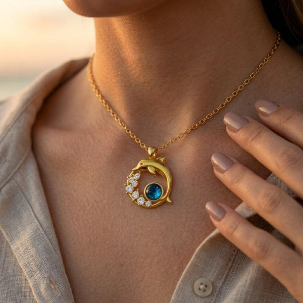 Zelia Dolphin Sparkle Necklace | Gold-Tone — image 2