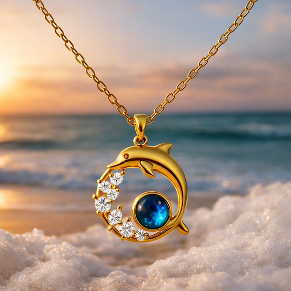 Zelia Dolphin Sparkle Necklace | Gold-Tone