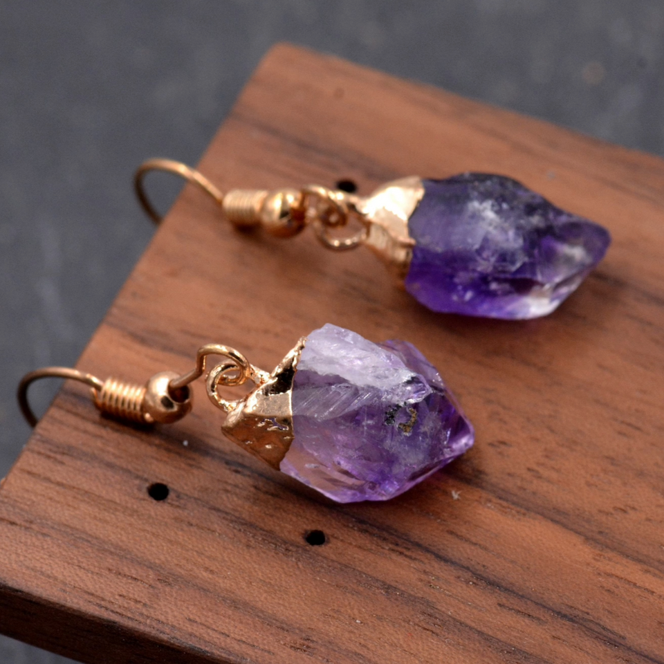 Arabella Purple Earrings | Gold-Tone