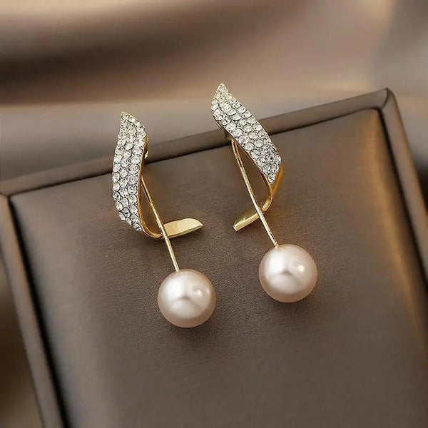 Sheila Wave Pearl-Look Drop Earrings | Gold-Tone