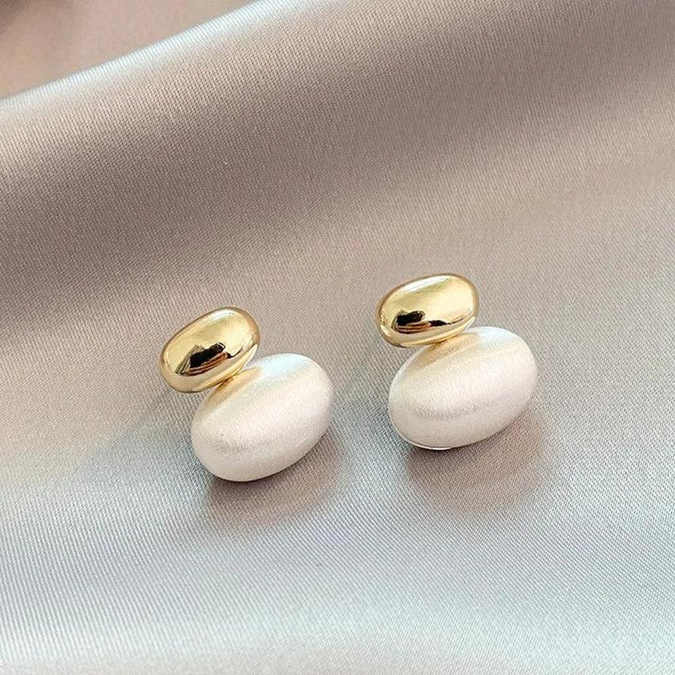 Theodora Oval Pearl-Look Earrings | Gold-Tone