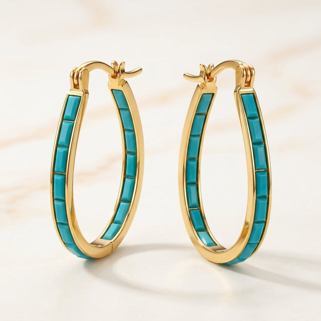 Zenobia Turquoise-Color Hoop Earrings
