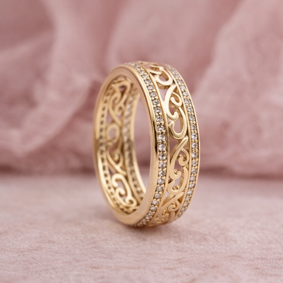 Charlotte Open Sparkle Ring | Gold-Tone