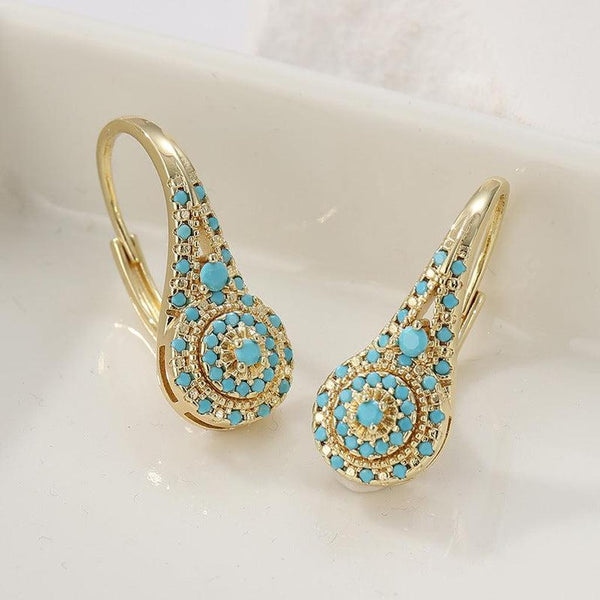 Vanessa Turquoise-Color Cluster Stud Earrings | Gold-Tone — image 4