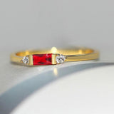 Flora Red Center Stone Ring | Gold-Tone
