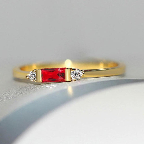 Flora Red Center Stone Ring | Gold-Tone