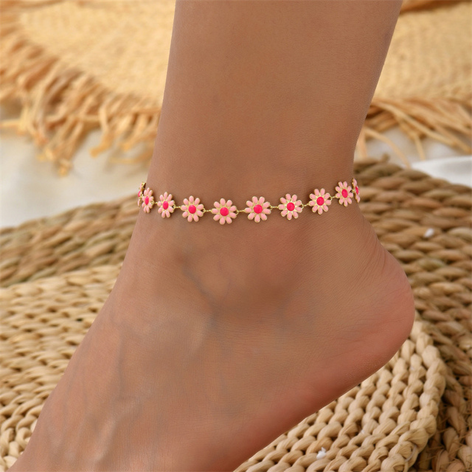 Vivian Daisy Anklet | Gold-Tone