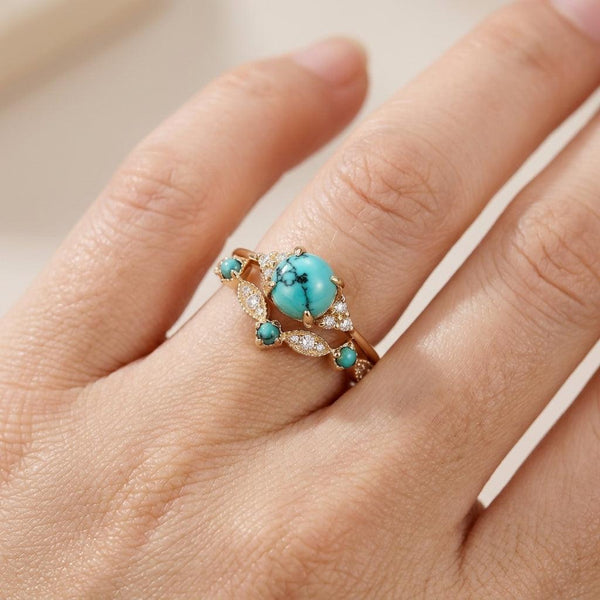 Estelle Turquoise-Color Crown Ring Set | Gold-Tone — image 3