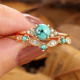 Estelle Turquoise-Color Crown Ring Set | Gold-Tone — image 4