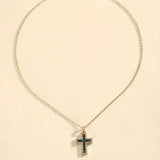 Elsie Green Cross Necklace | Gold-Tone — image 3