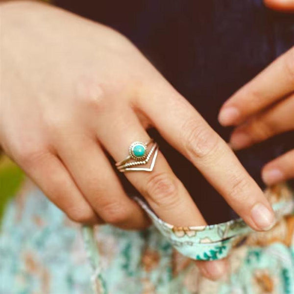 Maude Turquoise-Color Bead Ring | Gold-Tone — image 3