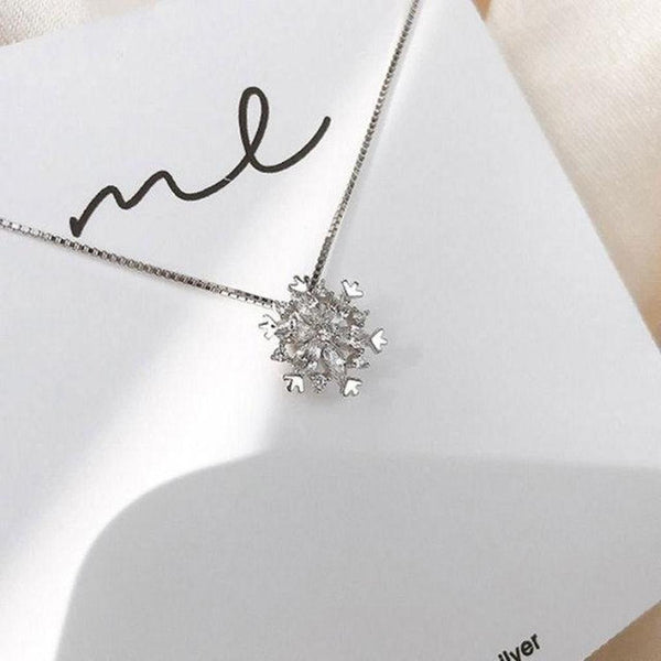 Magnolia Snow-Motif Sparkle Necklace | Rose-Gold or Silver Tones — image 4