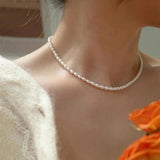Anastasia Oval White Bead Necklace - image 1