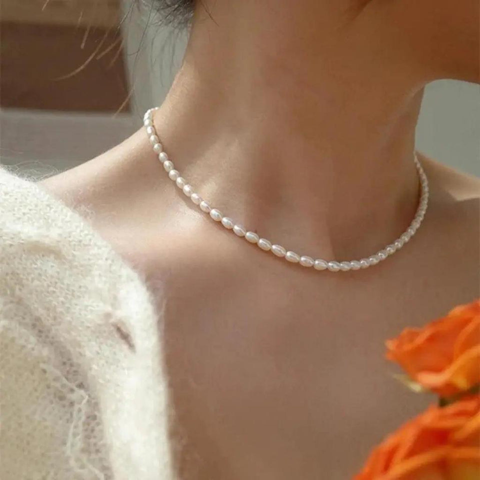 Anastasia Oval White Bead Necklace - image 1