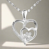 Ingrid Paw and Heart Sparkle Necklace | Silver-Tone