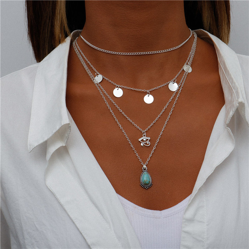 Melanie Blue Accent Necklace | Silver-Tone