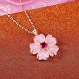 Daria Pink Flower Necklace | Gold-Tone