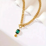 Isabel Bold Gold-Tone Chain Green Pendant Necklace — image 5