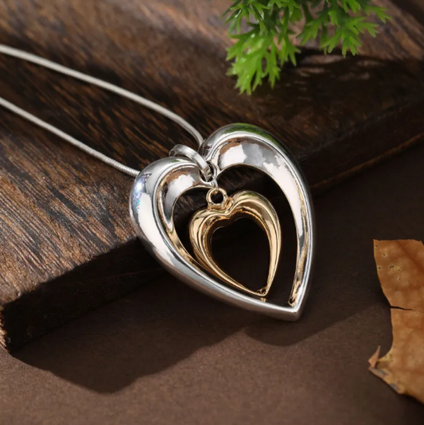 Mabel Two-Tone Heart Drop Necklace — image 2