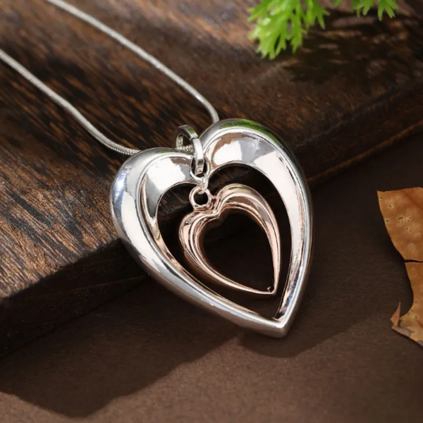 Mabel Two-Tone Heart Drop Necklace — image 3